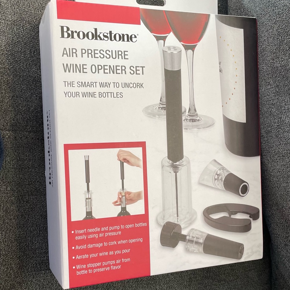 Brookstone Air Pressure Wine Opener Set